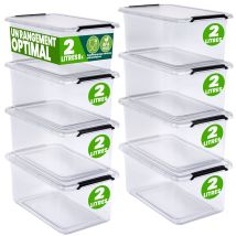 Boîte De Rangement En Plastique Transparent Empilable Sans Bpa Gain De Place Caisse De Rangement Organiseur 8 X 2l - Deuba