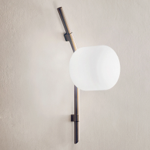 Kundalini Floed Wandleuchte 30cm x 77cm 70W E27 dimmbar modernes Design aus opalem Glas und Aluminium IP20