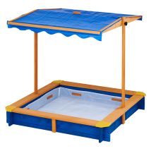 Teamson Home - Teamson Kids Großer Garten Sandkasten Aus Holz Mit Deckel, Drehbarem Baldachin Und Verstellbarer Höhe, Draussen Sandkasten Spielzeug 