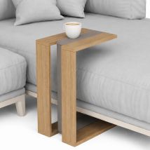 Tavolino Da Caffè Porta Pc Laterale Divano In Legno Mdf Quercia E Moka 57x40x30cm