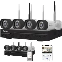 Kit Videosorveglianza 3k Ip Senza Fili – 4 Telecamere Wireless + Nvr + Hard Disk