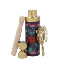 Mikasa X Sarah Arnett 4pc Cocktail Shaker Set, Set Di Shaker Da Cocktail In Acciaio Inox Con Shaker De 600ml, Doppio Jigger, Strainer E Muddler - Kit 