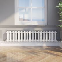 Galiflo - 300 X 1460mm Double Bar Horizontal Traditional Colosseum White Column Radiator