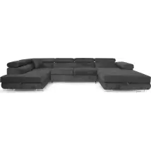 Ecksofa Aller U Xxl-ecksofa Mit Schlaffunktion Und Zwei Bettkasten In Graphit, Linke Seite