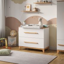 Fasciatoio Malia, Bianco/artisan, 108 X 98 Cm Con 2 Cassetti, Vitalispa