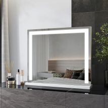 Heilmetz - Hollywood Vanity Mirror, Dressing Table Mirror With Lights, Tabletop Vanity Mirror With Touchscreen 3 Color Lighting Modes, Adjust 
