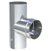Jeremias Pellet-line T-anschluss 90° Mit Revisionsöffnung, Abgang Mit Fu-muffe Inkl. Dichtung (geräteanschluss) Edelstahl Unlackiert Ø 80 Mm