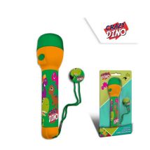 Lampe De Poche - Crazy Dino - Orange Et Vert - 21 Cm