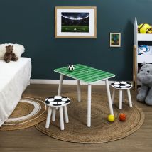 Table Et 2 Tabourets - Home Deco Kids - Foot - Compact - Pratique - Vert Et Noir