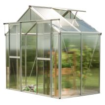 Tendapro - Gfp Gewächshaus Saphir 2 Aus Alu 259x133 Cm Ca. 8 Mm Doppelstegplatten Mit Fundamentrahmen, Automatischer Fensteröffner