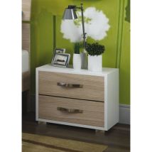 Linea Modern Kit Comodino 2 Cassetti Cm. 52x36x43h Bianco / Olmo