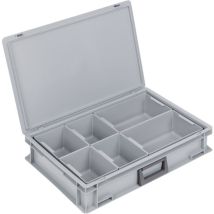 Ku.-case L600xp400xh133mm Pp 1 Maniglia 6 Cassetti + Serratura Scorrevole Grigio 24l