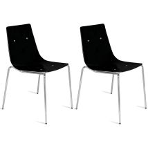 Lot De 2 Chaises En Métal Chromé Et Coque Plastique Salle À Manger Wind - Noir