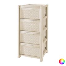 Cassettiera 4 Cassetti Arianna In Simil Rattan Stampato Angora 39x39xh.82,5 Cm