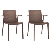 Set 2 Sillas Con Brazos Interior, Exterior Chocolate Beekat Resol