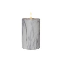 Star Trading - Bougie Flamme Marble, Bougie Ronde, Design Mamor, Led, Minuterie, Blanc Chaud, 15 Cm