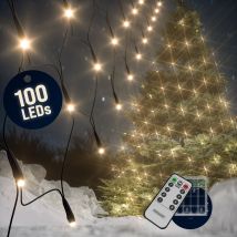 Led Rain Fairy Lights Chain Indoor Outdoor Warm White / Cool White Light Net, Light Curtain Christmas Decoration, Christmas Lights Lichternetz 100 Led