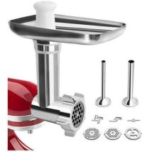 Hachoir À Viande De Kitchenaid Accessoires, Hachoir Kitchenaid Pour Robot Pâtissier, Avec 3 Plaques De Broyage Et 2 Tubes À Farcir Pour De Hachoir 