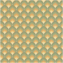 Retro Vinyl Wallpaper Green Orange Geometric Fan Pattern Mid Century Non Woven