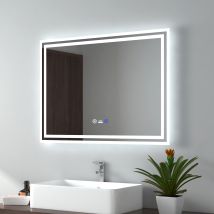 Emke - Espejo De Baño Led Con Sensor De Movimiento, Espejo Antivaho Con Sensor Inteligente, Luz Blanca Fría/cálida/neutra 60x80cm