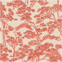 Textured Vinyl Wallpaper Beige Red Tree Print Asian Inspired Non Woven
