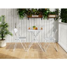 Set Bistro Pliant Outdoor 3 Pièces, Set De Mobilier De Patio Outdoor À Revêtement E, 2 Chaises Et 1 Table, Set De Conversation Résistant À L'Extérieur
