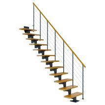 Dolle Mittelholmtreppe Cork Eiche, Lackiert Gerade 75 Cm Breit Für Gh 259 – 315 Cm Uk Metall Anthrazit Mit Geländer
