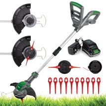 Gracious Gardens 18v Li-ion Cordless Strimmer Trimmer Complete With 12 Spare Blades