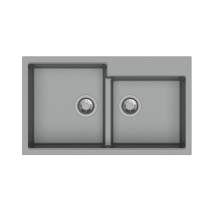 Veriaffari – 2-Becken-Spüle Tip Toe N200 – Chrom Quarzspüle 86 x 50 cm – Schüsselgröße 430x400 mm, 365x370 mm – Tanktiefe 20 cm