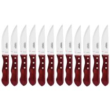 Tramontina Coltelli Bistecca Jumbo Polywood Acciaio Inox Rosso Set 12 Pezzi 12,5 Cm