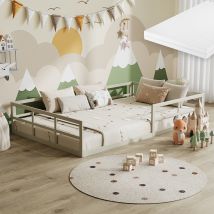 Lit Pour Enfant Minno, Grège, 120x200 Avec Matelas, Vitalispa