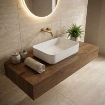 Lavabo Da Appoggio Rettangolare In Ceramica Bianca 64x38,5 Cm Senza Foro – Noemi Ceramica Dolomite