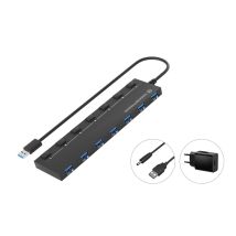 Hub Usb 3.2 Conceptronic Hubbies19bp 4 Puertos Usb 3.0 Con Alimentador Color Blanco