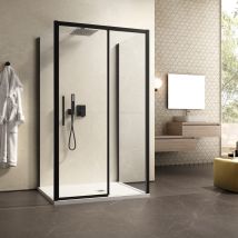 Olimpo Docce - Box Doccia Tre Lati Con Profili Neri Scorrevole Anticalcare 195 Lagoa, Misura 80x180x80