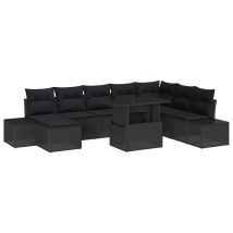 Maison Exclusive - Garten-sofa-set Mit Speicher 9 Pcs Schwarz Pol