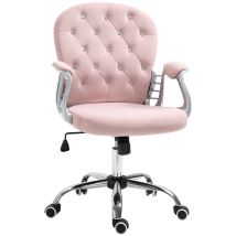 Vinsetto - Office Chair Luxury Velour Diamond Tufted Padded Ergonomic 360° Swivel Pink