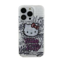 Hello Kitty Hkhcp15shdgpht Iphone 15 / 14 / 13 6,1 Zoll Weiße/weiße Hartschalen-hülle Mit Iml Kitty On Bricks Graffiti-motiv