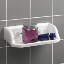Homemaison Duschablage – Montage mit Saugnäpfen – 30 cm x 17 cm – Weiß – Kunststoff – Ideal für Kosmetikartikel