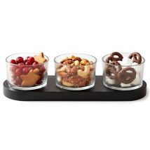 Ciotoline Di Vetro Per Snack Su Un Vassoio Da 4 Pezzi.