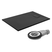 Luxebath Receveur De Douche 120x80 Cm Noir Avec Garniture De Vidange, Smc Extra Plat Résistant, Hauteur 30 Mm, Bac Rectangulaire Pour Salle De Bain, 