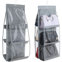 Bares - Hanging Storage - Grey, Wardrobe Storage, Closet Organiser System, 6 Dust Bags, Clear Compartments, Non-woven