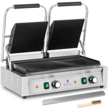 Royal Catering - Piastra Per Panini Elettrica Grill Griglia Rigata 3.600 W 50 - 300 °c 2 Piastre