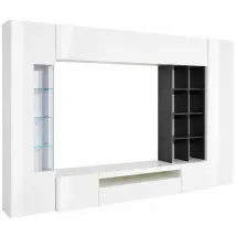 Parete Da Soggiorno Mobile Tv Vetrina Pensili 290 Cm Bianco Report