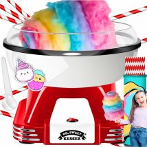 Zuckerwattemaschine Set Für Dein Zuhause - Mit 30x Zuckerwatte Stäbchen & Messlöffel - Retro Cotton Candy Maschine - Zuckerwatte Maschine Rot / Weiß -
