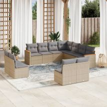 Torana - Vidaxl 11-tlg. Garten-sofagarnitur Mit Kissen Beige Poly Rattan