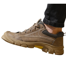 Men's Safety Shoes Lightweight Steel Toe Sneakers Puncture Resistant Work Utility Shoes, Brown, Size: 43