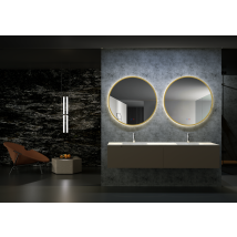 Mice Collection - Espejo Con Luz Led Para Baño, Dormitorio, Vestidor - Redondo Retroiluminado Incorpora Doble Sensor On/off Y Anti-vaho - Marco Nergo 