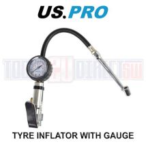 Us Pro Tyre Inflator Air Line 0-220psi Pressure Gauge 1/4"" Bsp Connector 8808