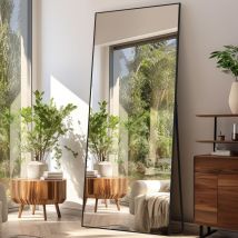 Lunamirror - Ganzkörperspiegel 180 X 76 Cm, Großer Stand- Und Wandspiegel, Für Schlafzimmer, Wohnzimmer, Flur & Eingangsbereich, Schwarz