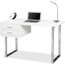 Homeology - Harmonia Gloss White With Chrome Legs 2-drawer Contemporary Home Office Luxury Computer Desk